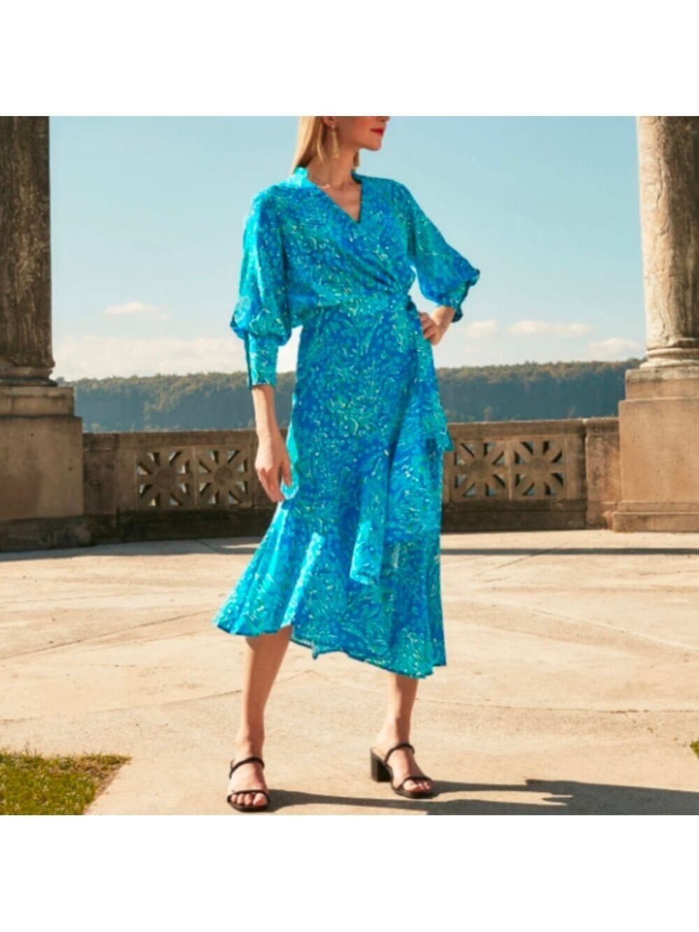 Tyler Boe Jules Capri Silk Wrap Dress Size Small